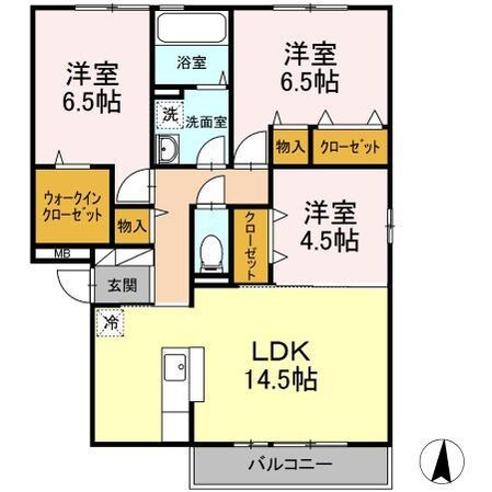 グランドール南手城（Ｄ）の物件間取画像